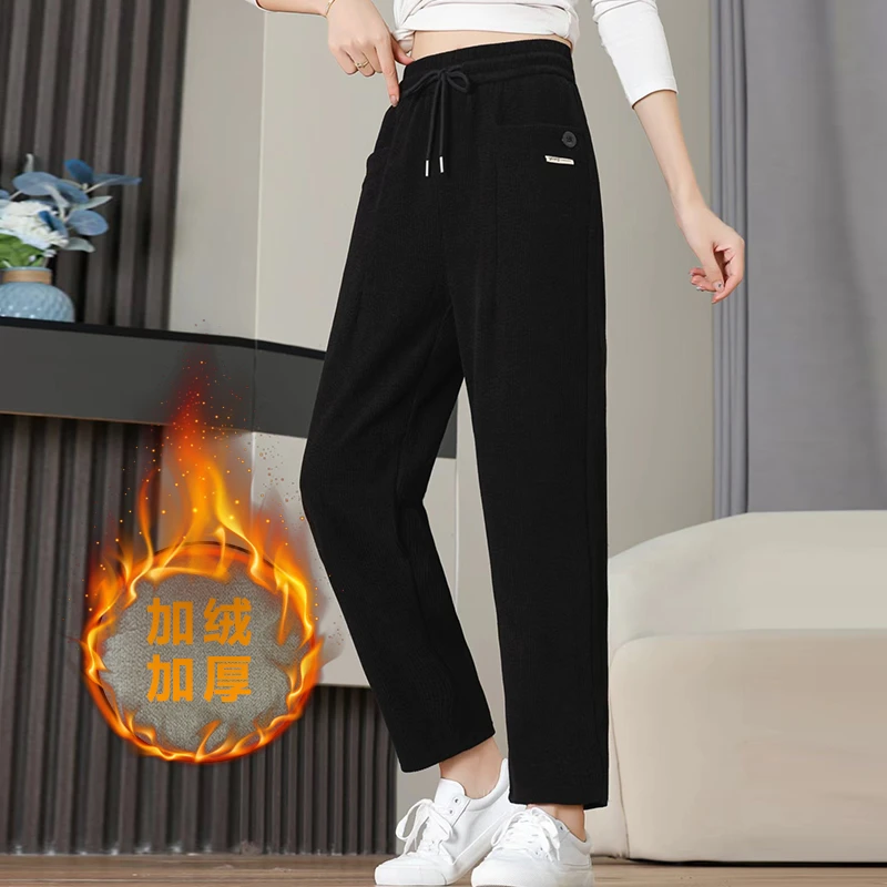 2024秋冬季新款高腰宽松显瘦长裤中年女裤时尚妈妈休闲裤哈伦裤女