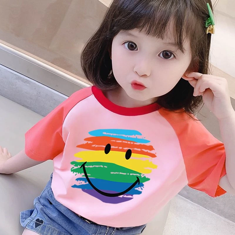 纯棉女孩夏装儿童t恤小女孩洋气短袖时尚百搭可爱打底衫韩国童装