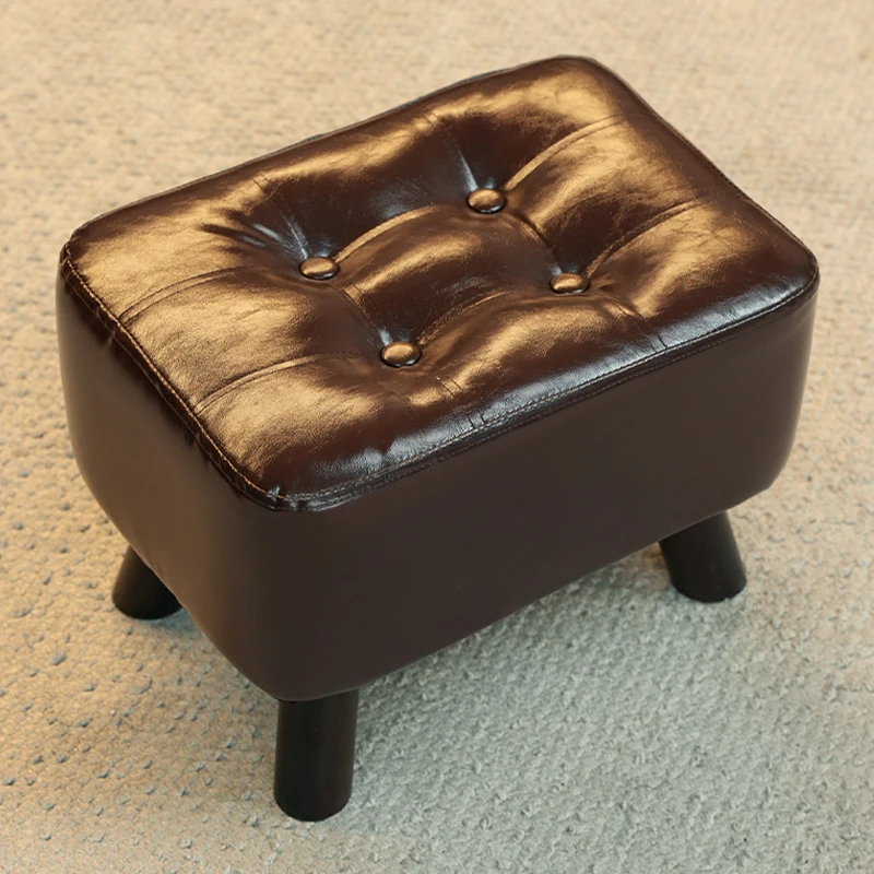 1【加强版咖啡色小长方凳】美式时尚客厅皮凳小凳欧式家用小凳子