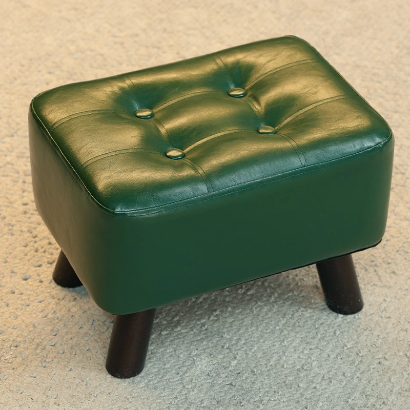 【加强版翡翠绿小长方凳】轻奢时尚小凳皮凳美式客厅小凳子家用矮凳