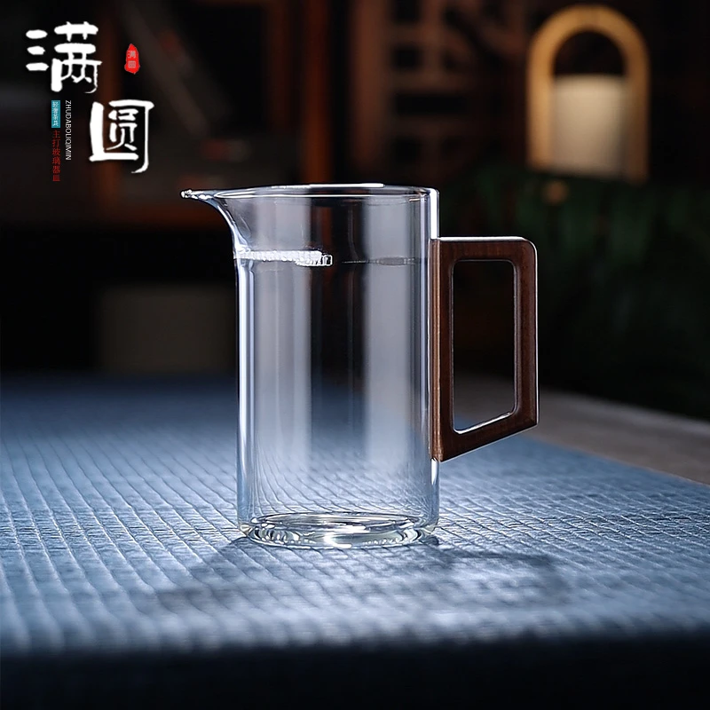 轻奢月牙公道杯防爆耐热泡茶茶水分离家用高档茶具茶壶玻璃公道杯
