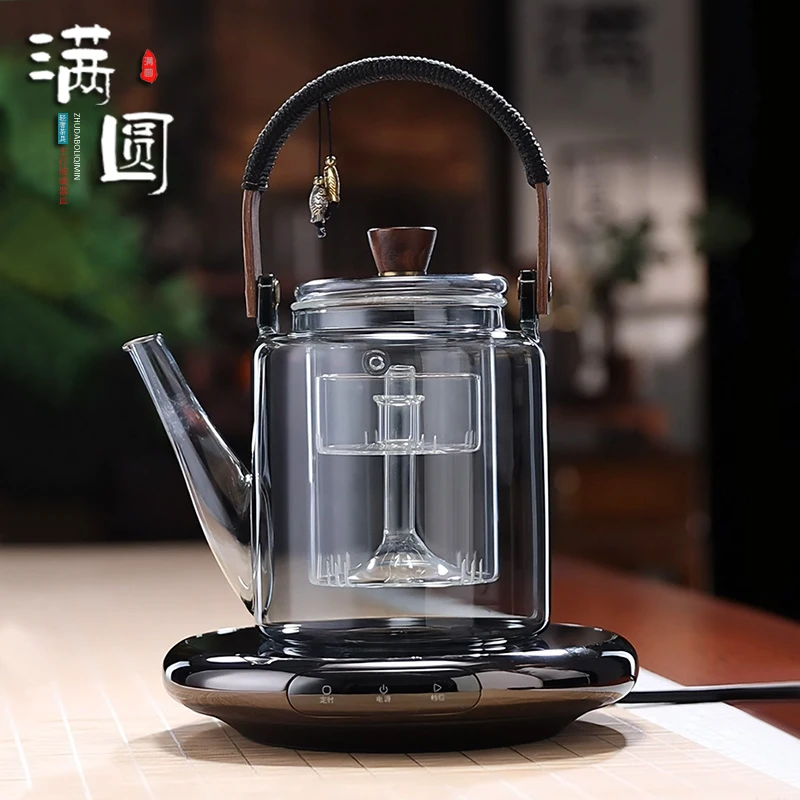 轻奢耐热玻璃手工高身提梁壶高档家用电陶炉保温煮泡茶壶功夫茶具