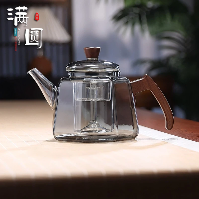 轻奢耐热玻璃侧把八宝壶加厚喷淋壶大号大容量家用蒸煮高档泡茶壶