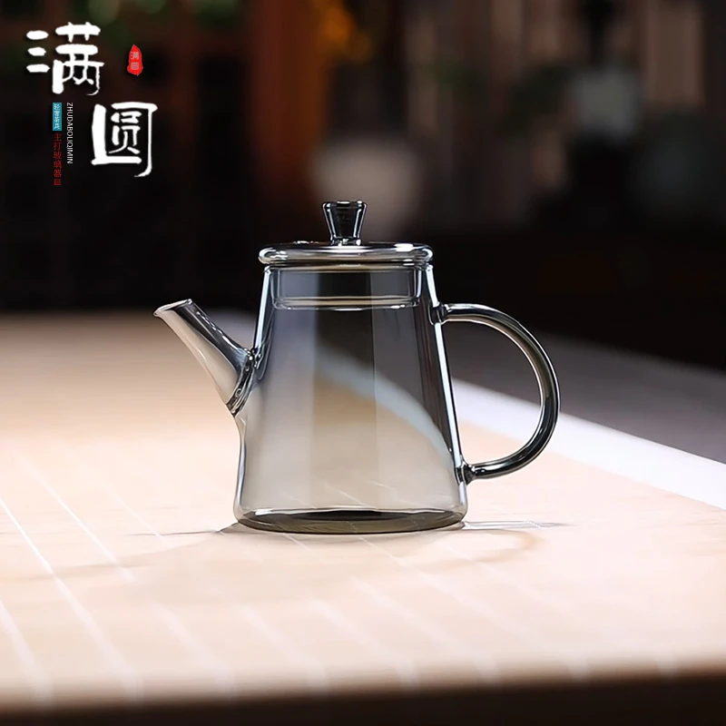 轻奢耐热玻璃迷你泡茶壶红茶沏绿茶煮黑小型茶器耐热功夫茶具简约