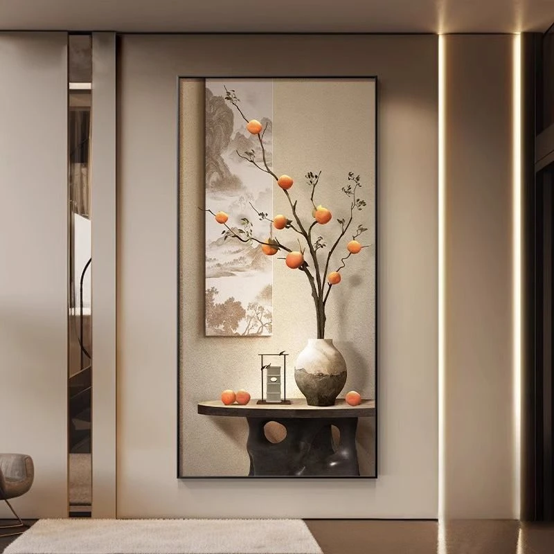 侘寂风玄关画高级感装饰画入户正对墙画客厅壁画寓意走廊过道挂画