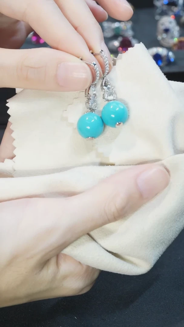 【闪购商品】绿松石耳饰18K金镶嵌1