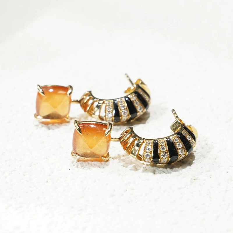 18k金芬达糖塔中古时尚耳饰FE7