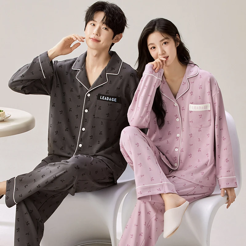 秋冬新款情侣长袖长裤睡衣套装棉质开衫家居服可外穿GXT7723