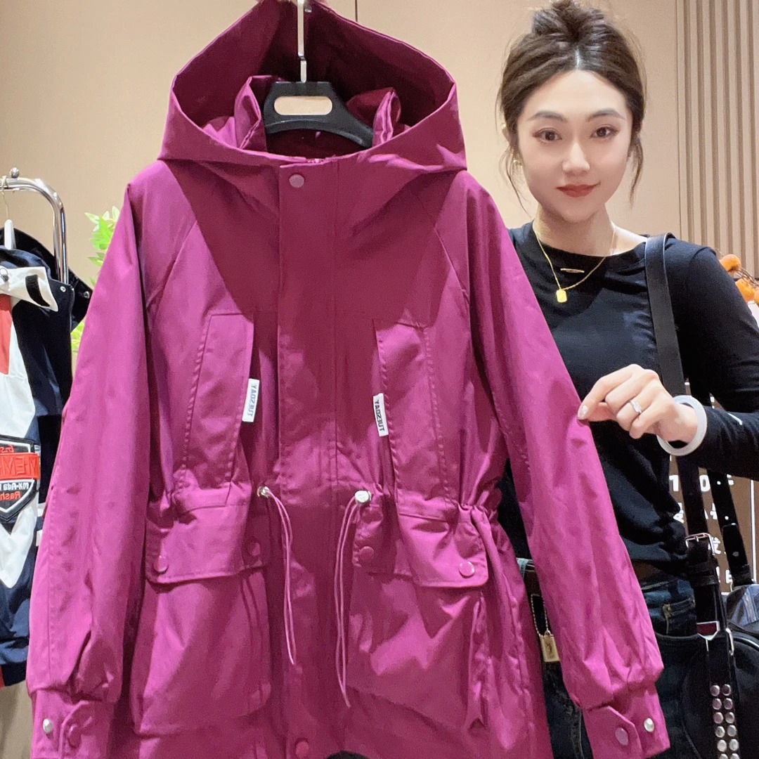 2024秋冬新款二棉省心穿搭休闲百搭连帽时尚中长款冲锋衣风衣外套