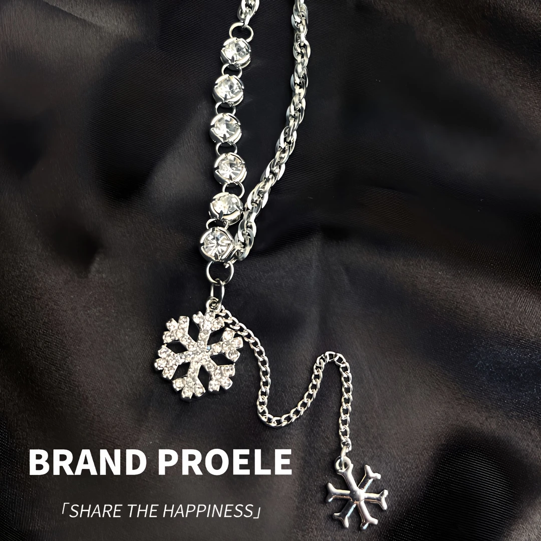 钛钢项链轻奢冷淡风雪花吊坠送礼物女款BM019