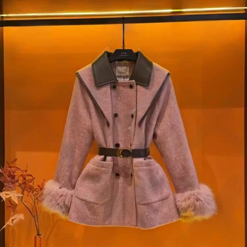 891冬季设计师款气质拼接高级感短外套女2024新款加厚保暖防寒女