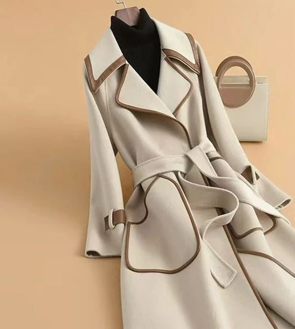 865秋冬新款高端大衣女韩版2024赫本风斗篷包边呢子大衣外套女