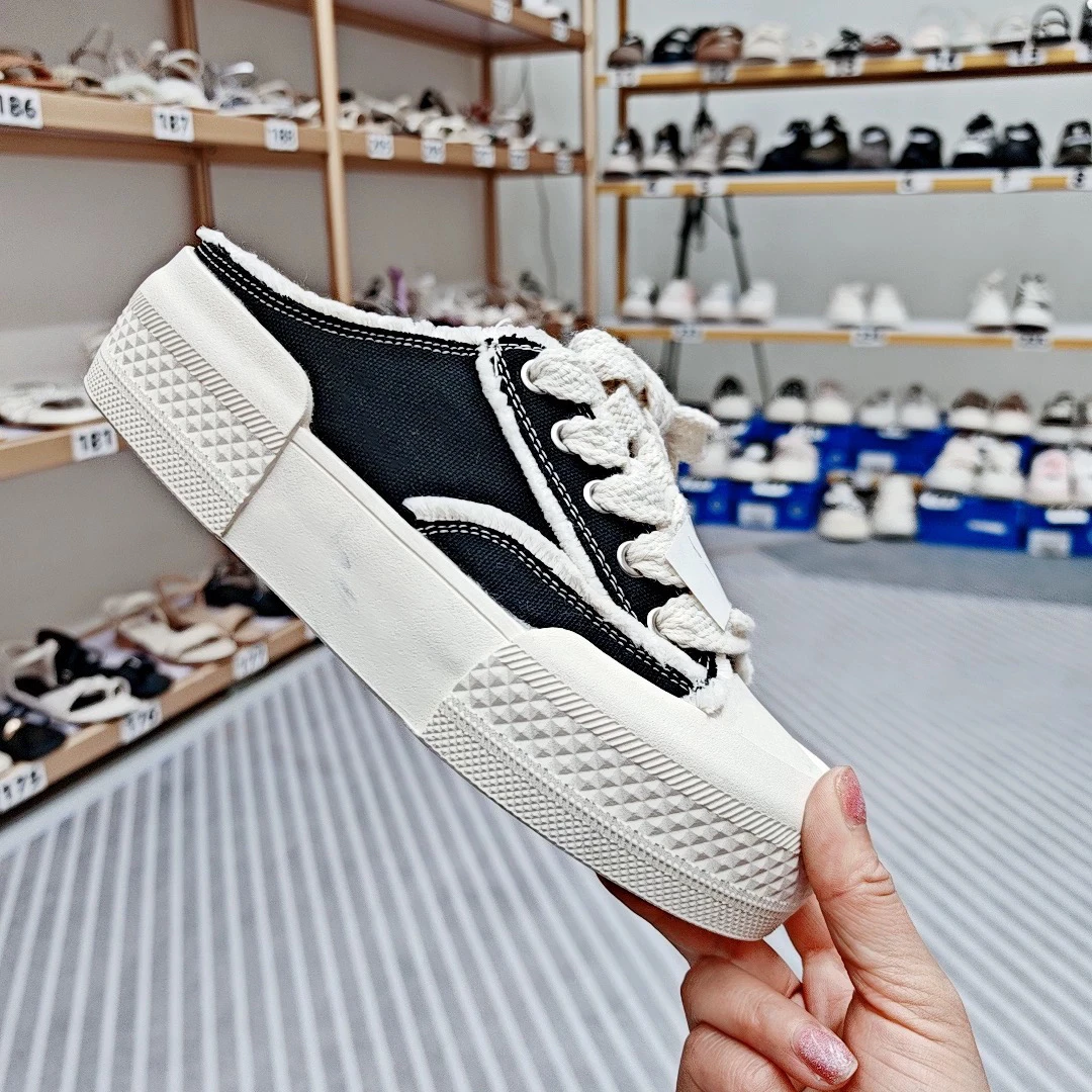 2024新款网红无后跟帆布鞋透气休闲半拖23063-1