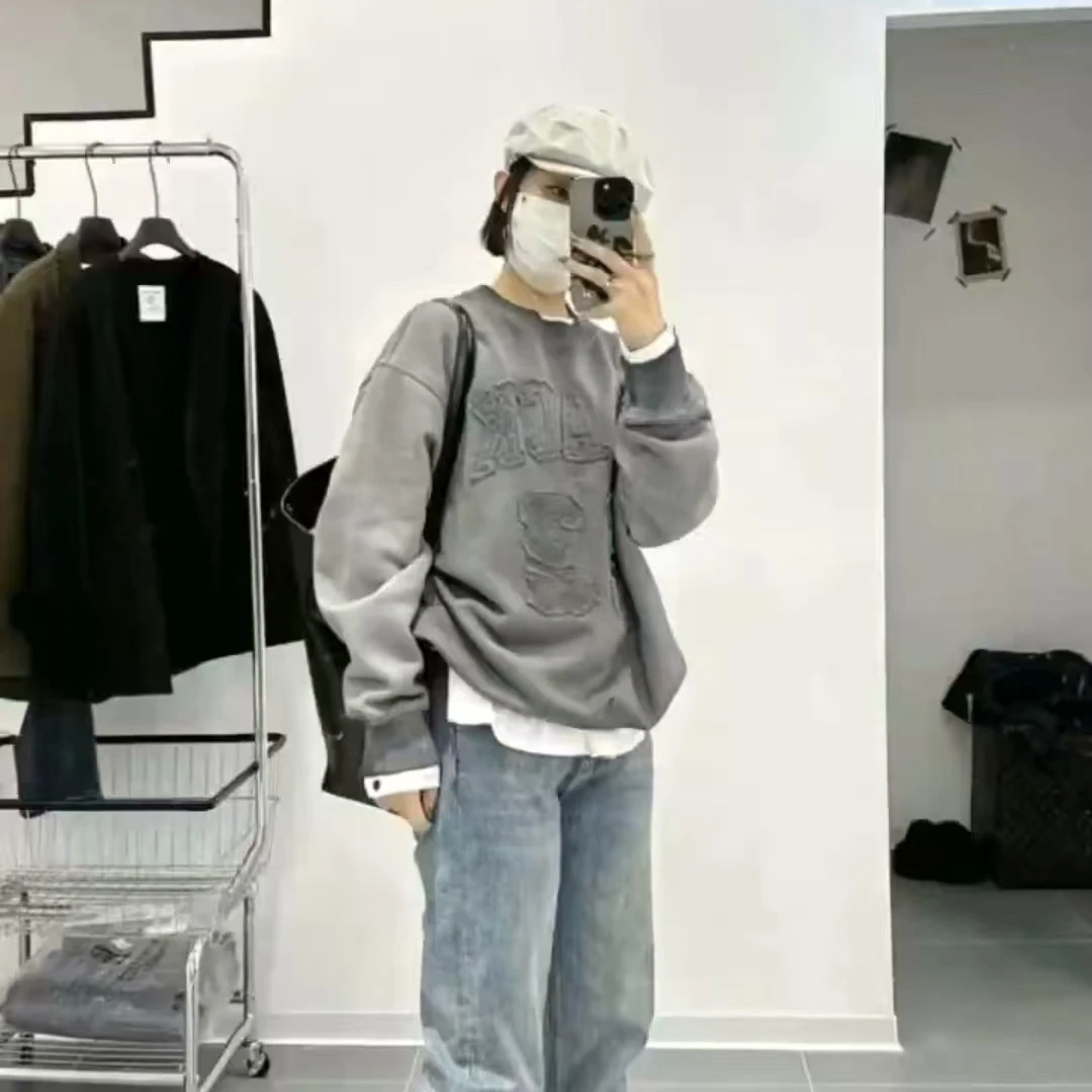 套头 洗水做旧 休闲 卫衣