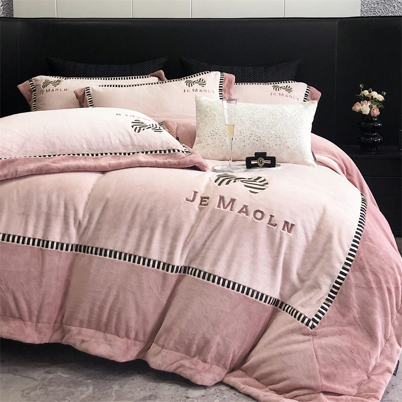 水星系列高端家纺牛奶绒四件套冬天款2025新款法兰绒床单加厚绒珊