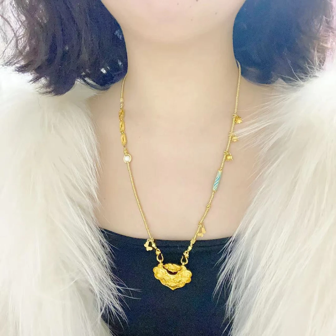 合金项链 【精工锦鲤锁搭配竹节原创手工链】气质简约款