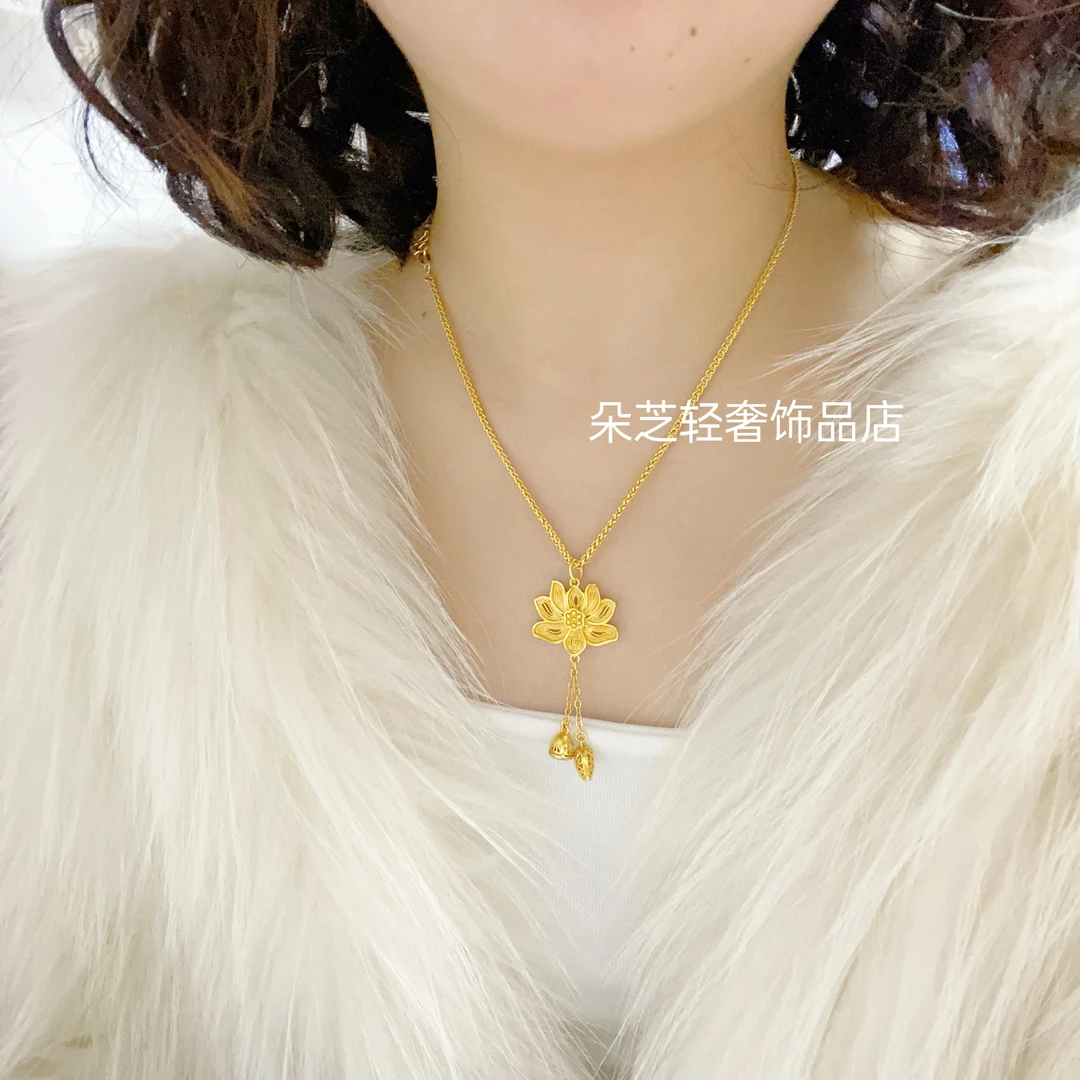 合金项链 合金项链【步步生莲吊坠配中肖邦链】带流苏