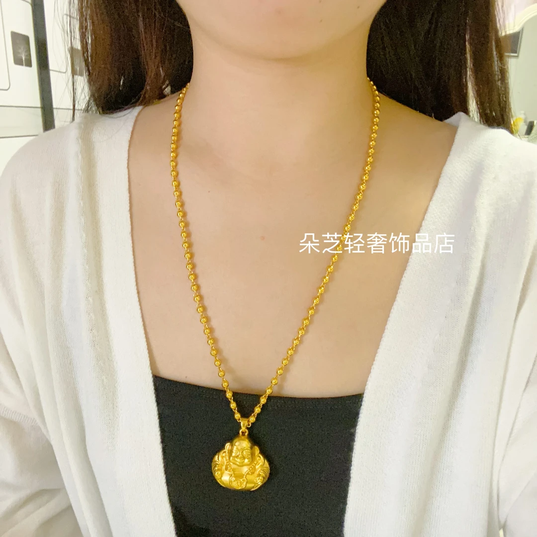 合金项链 合金项链【笑面弥勒佛配光珠项链】