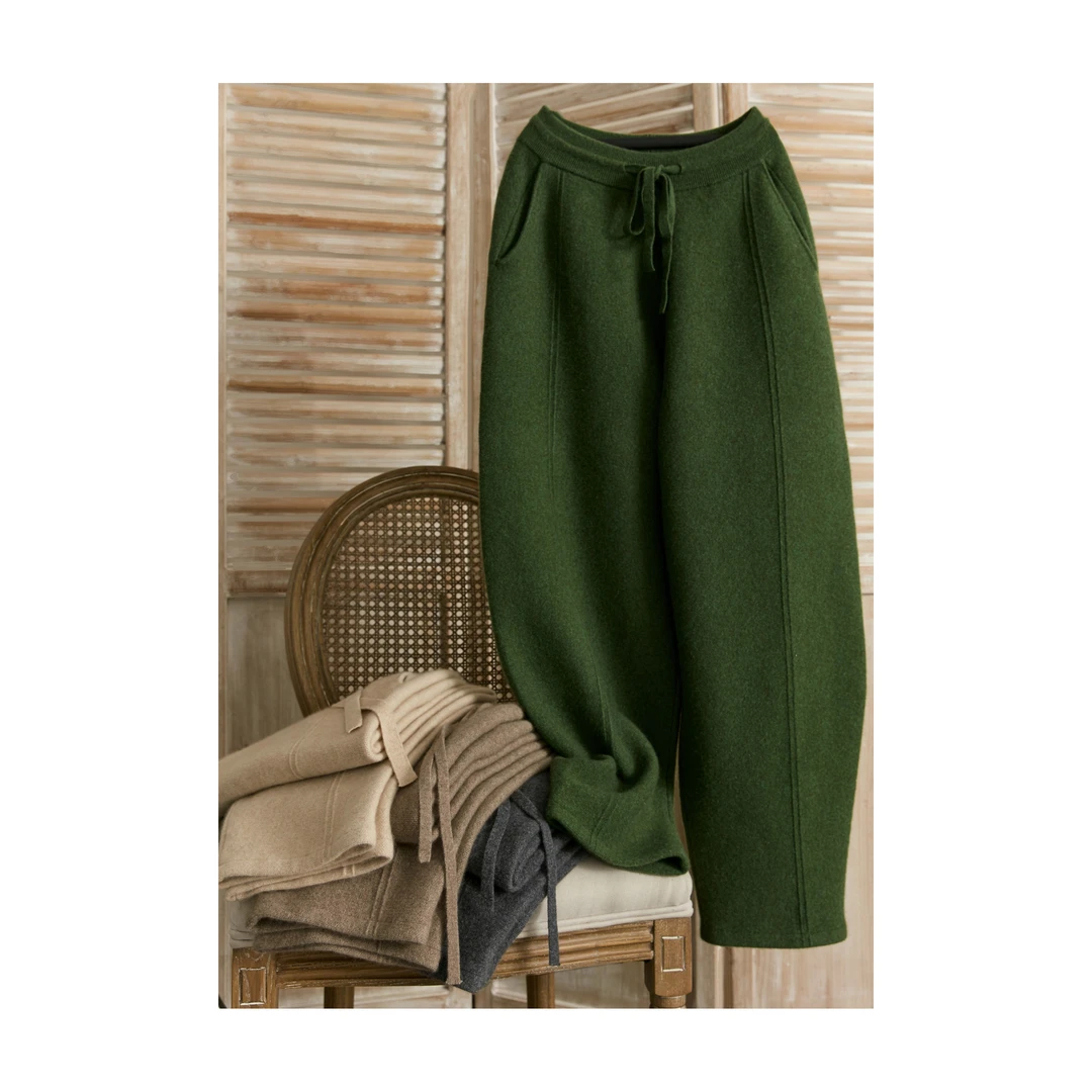 LEMAER乐玛尔 法单CASHMERE抽绳&松紧腰设计加厚加密山羊绒香蕉裤