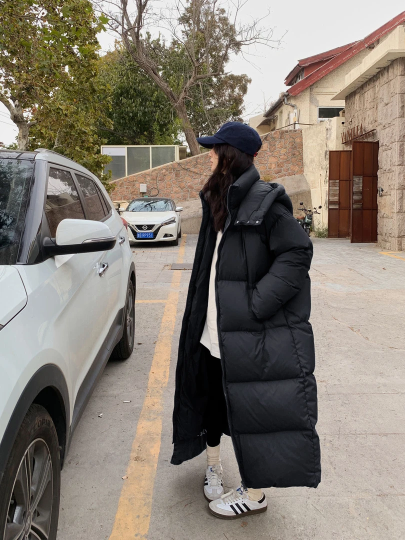 超长款棉服女冬季2024新款韩系宽松过膝保暖棉衣时尚百搭棉袄外套