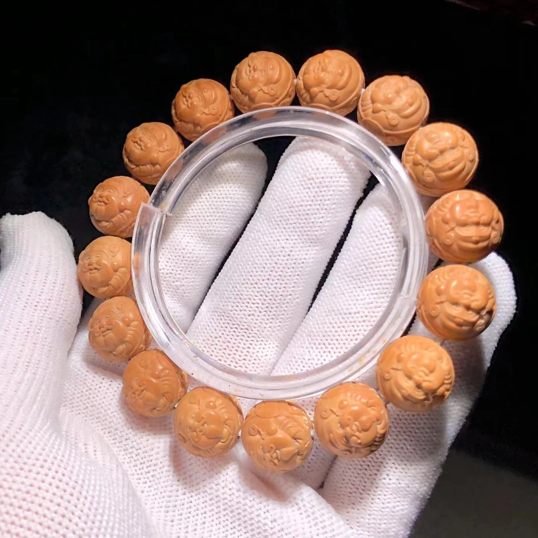 (天物)猴头核桃雕刻财迷手串,精工雕刻,一面财神一面弥勒男女同款