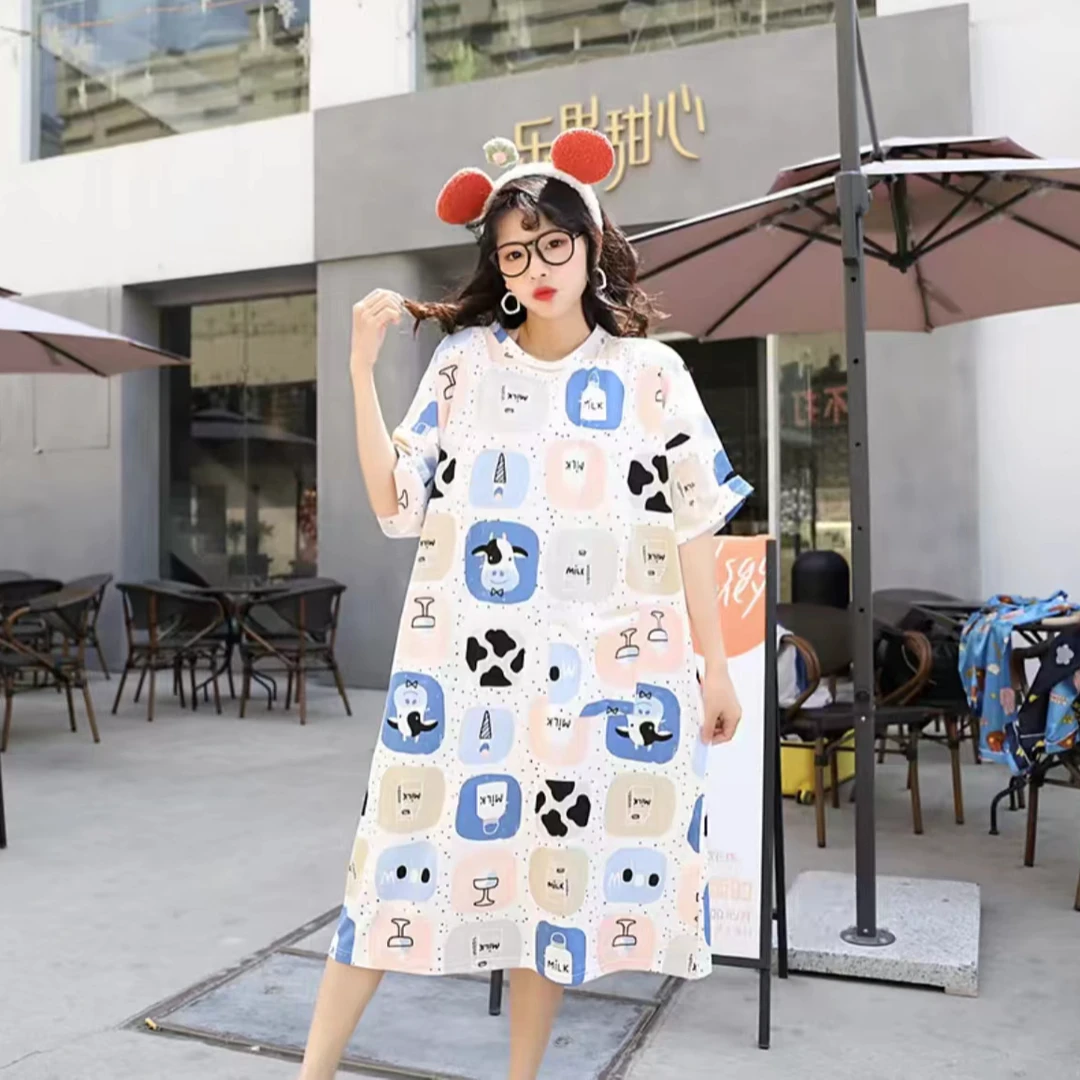 【奶牛裙】睡裙女薄款短袖可外穿学生甜美卡通家居服