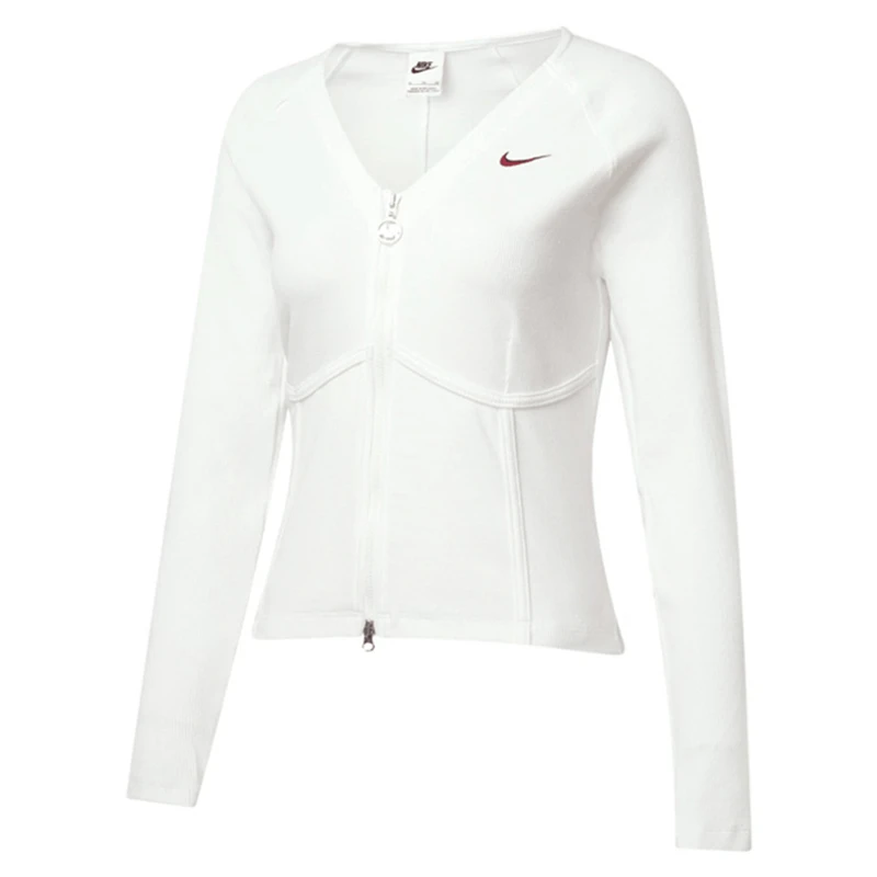 nike耐克春季女子鱼骨v领运动休闲时尚百搭短款长袖T恤HF1133-100