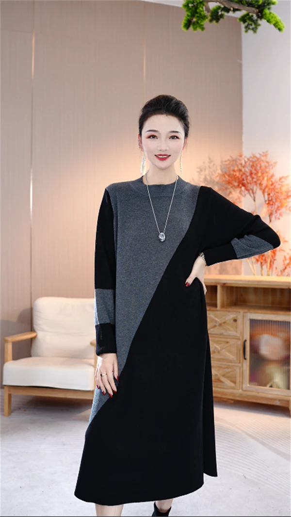 重磅加厚【暖冬】宽松冬季保暖秋冬显瘦气质女毛衣连衣裙-1029#