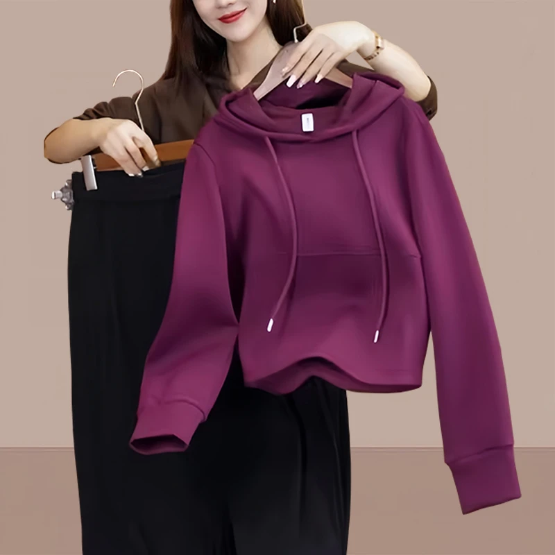 棉宽松小个子连帽卫衣2025秋季新款时尚洋气女装休闲百搭带帽上衣