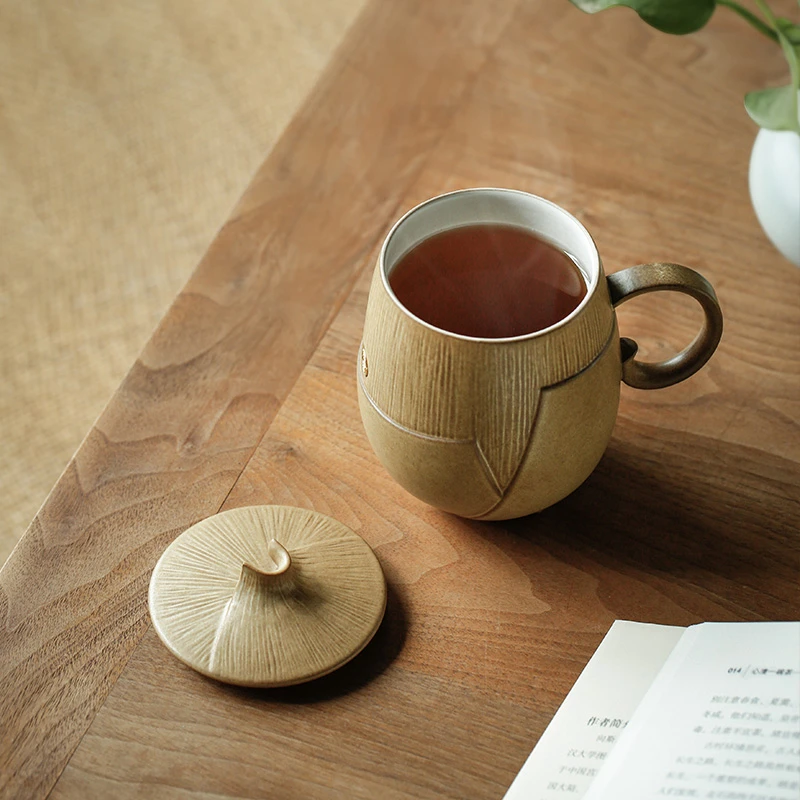 万仟堂个人专用茶杯高端陶瓷办公杯带手柄喝茶茶杯粽情一生办公杯