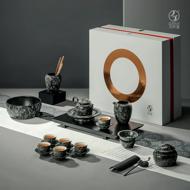 【万仟堂】将军令 手工家用茶具套装大成套高档礼盒礼袋功夫茶具
