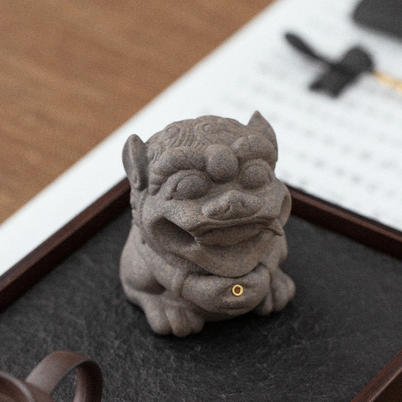 万仟堂茶宠摆件陶瓷茶玩茶道茶艺小精品创意粗陶茶具摆件风狮爷