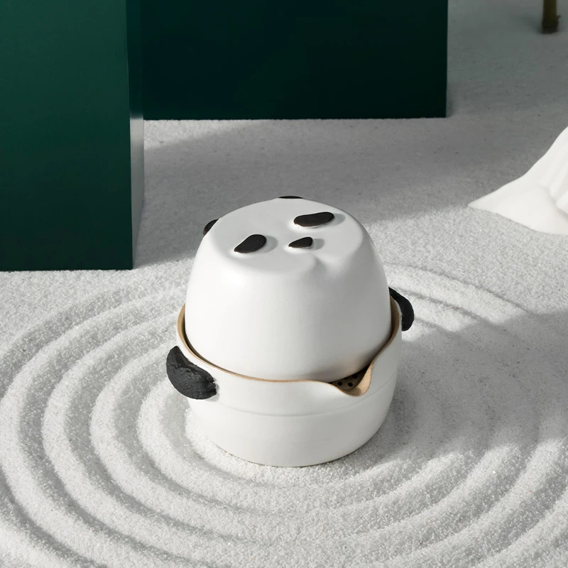 万仟堂熊猫快客杯一壶一杯随身茶具户外露营便携式旅行茶具国宝