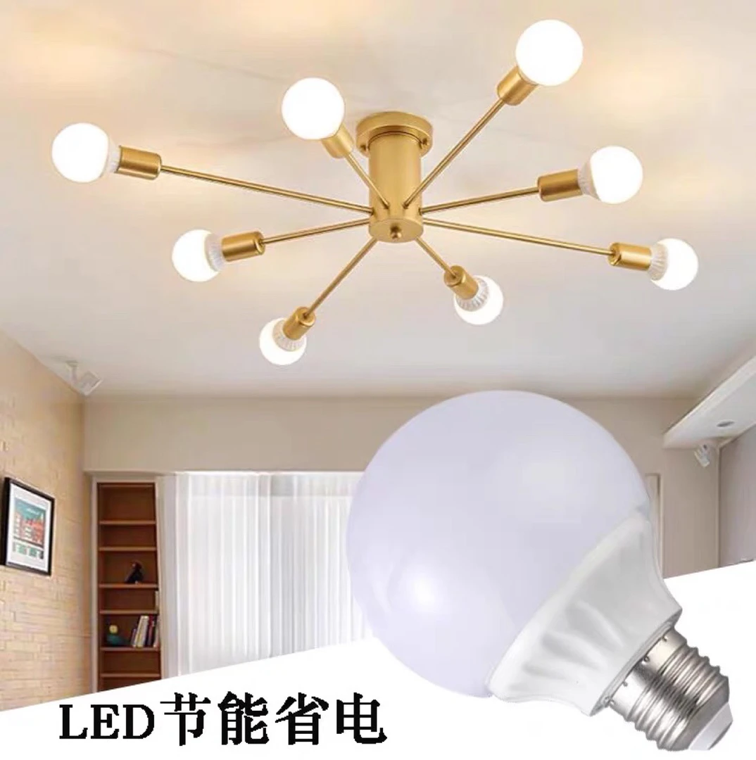 led龙珠灯泡e27螺口家用节能灯自然光黄色暖光三色变光变色镜前
