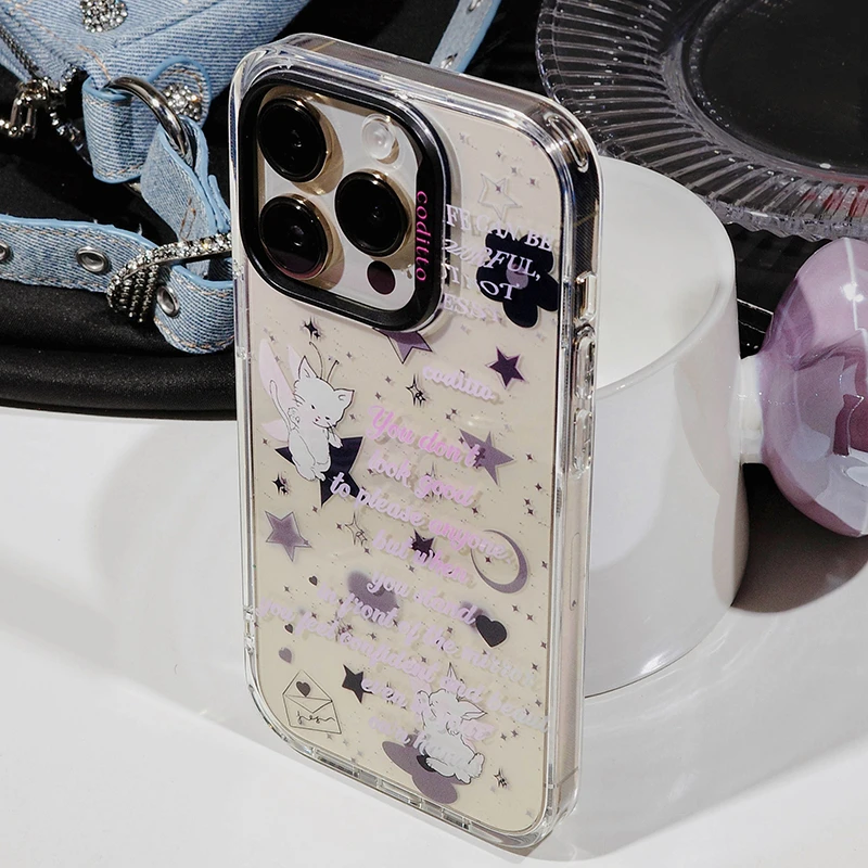 治愈双层印花iPhone14pro手机壳小众苹果15promax高级感iPhone13