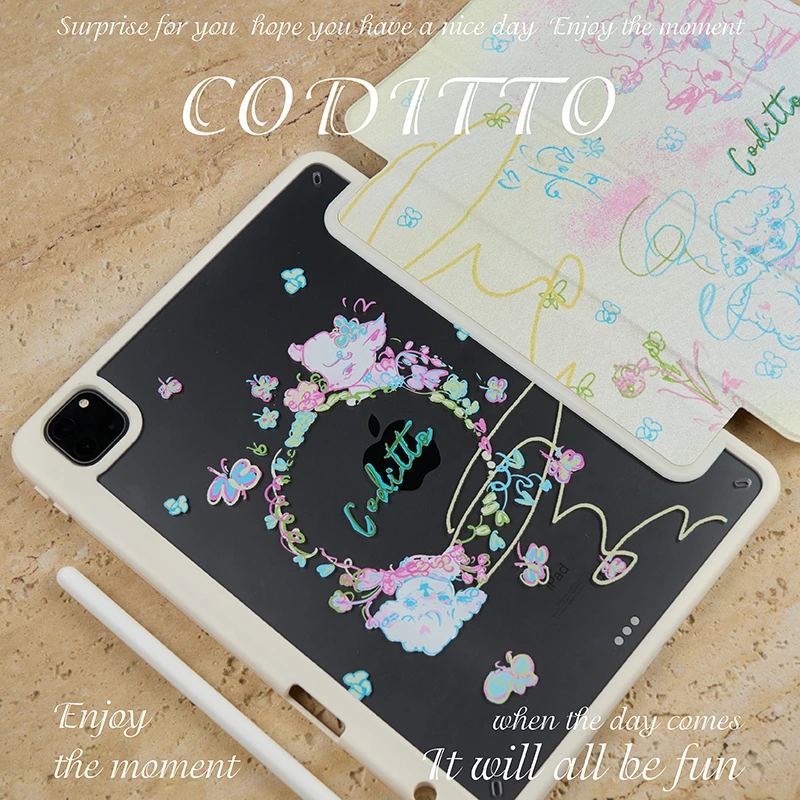 coditto花园小羊适用ipadpro保护壳2022苹果平板带笔槽10.2寸防摔