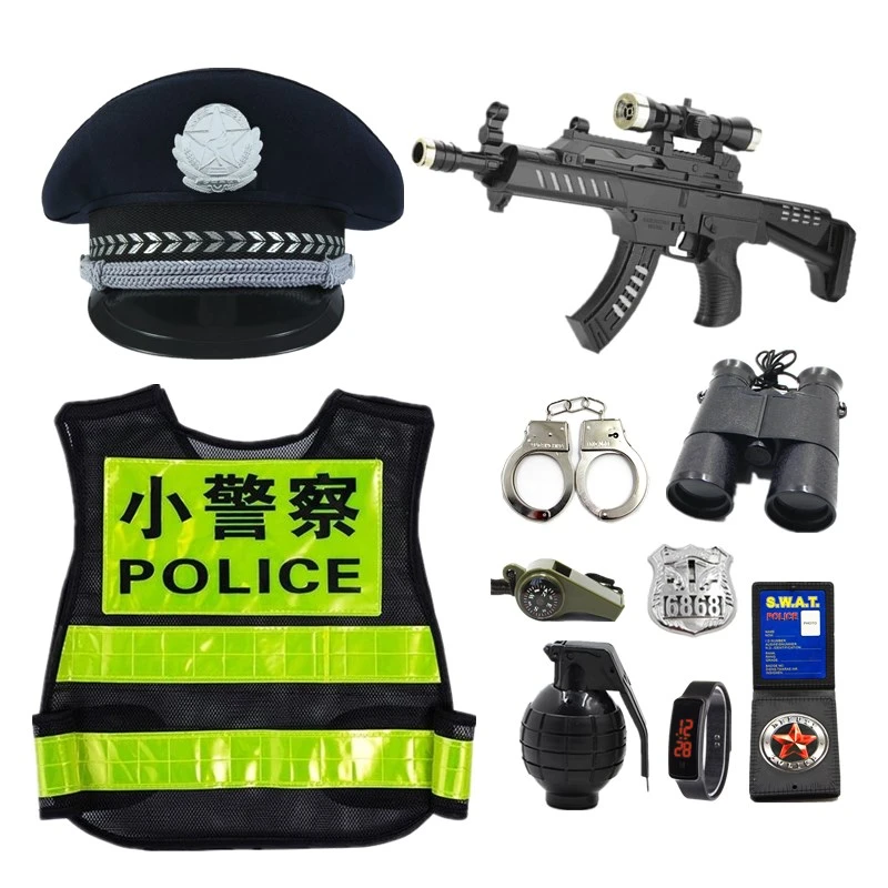 儿童小警察玩具套装黑猫警长帽子男孩特种兵作战装备声光玩具枪