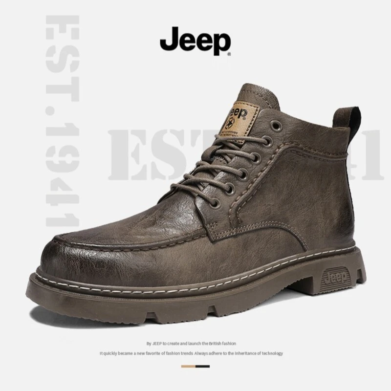 JEEP/吉普马丁靴秋冬新款潮流百搭休闲工装靴男士皮靴户外潮鞋男