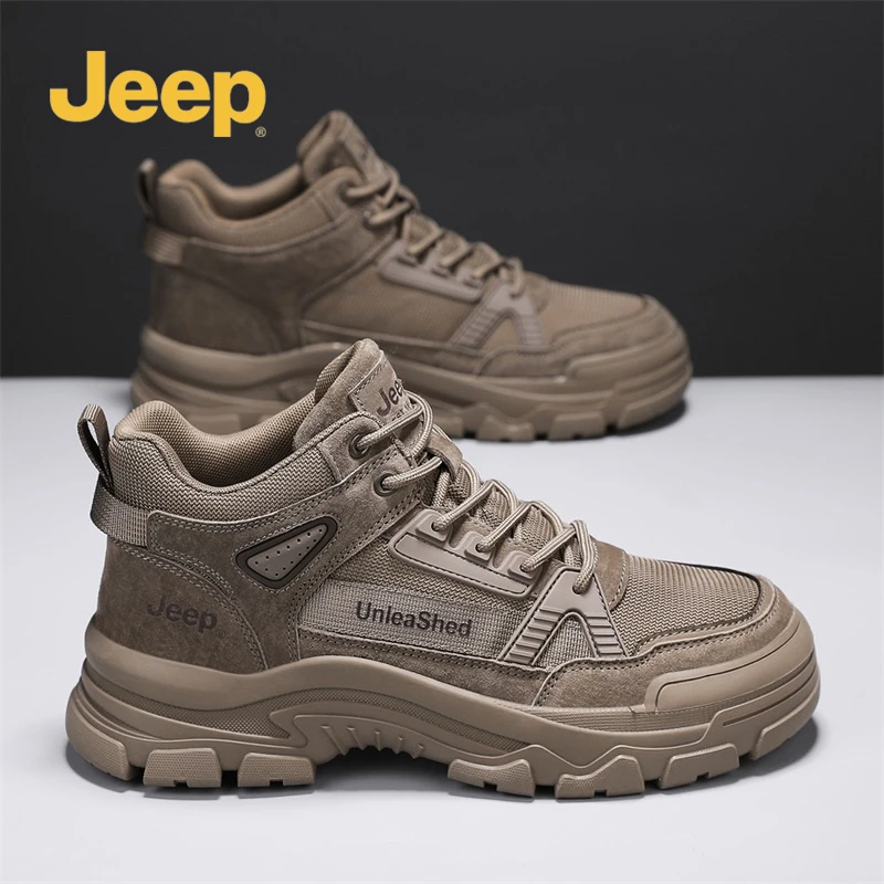 JEEP吉普爆款男士马丁靴秋冬潮鞋秋季新款时尚软底休闲男鞋高帮鞋