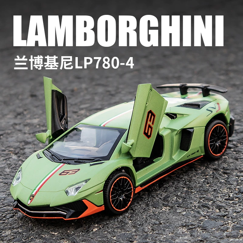 【新款推荐】1:32兰博基尼lp780合金汽车模型声光回力功能车模摆件