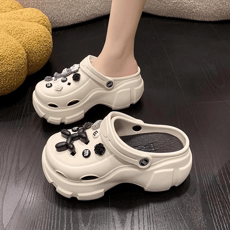 厚底洞洞鞋百搭夏季外穿增高2024新款百搭时尚沙滩防滑包头凉拖鞋