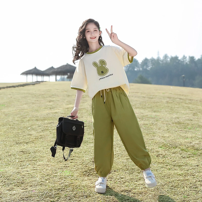 女童夏季洋气套装短袖中大童休闲网红夏装儿童时髦宽松小女孩夏装