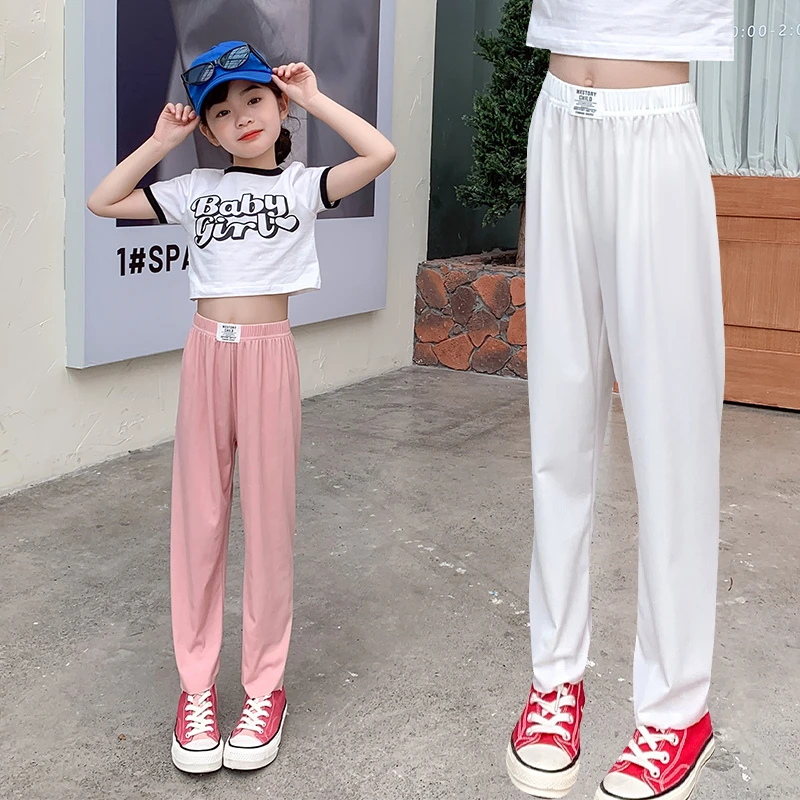 女童打底裤2024春季新款儿童洋气阔腿裤夏季薄款男童直筒防蚊裤子