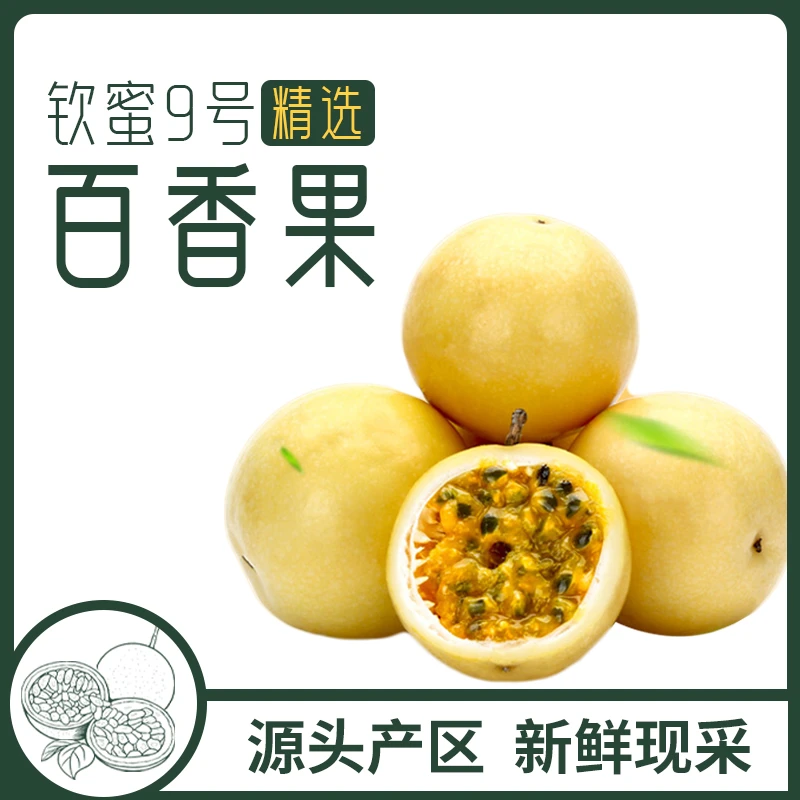 【源头产地】正宗广西钦蜜9号百香果纯甜多汁现采现发1/3/5斤自然熟