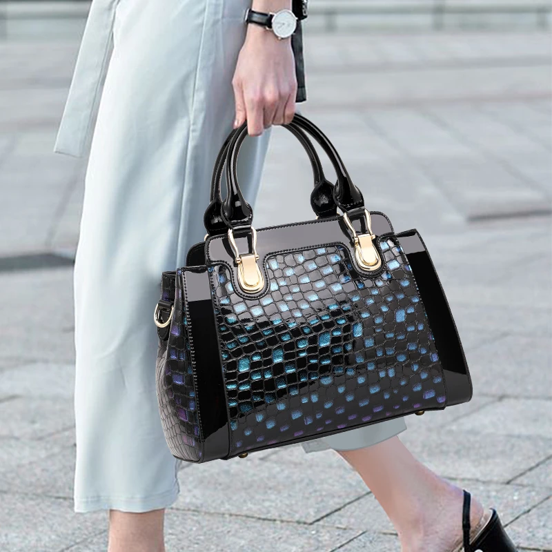 鳄鱼纹高级感轻奢手提托特包贵气洋气欧美风出行通勤中老年妈妈包