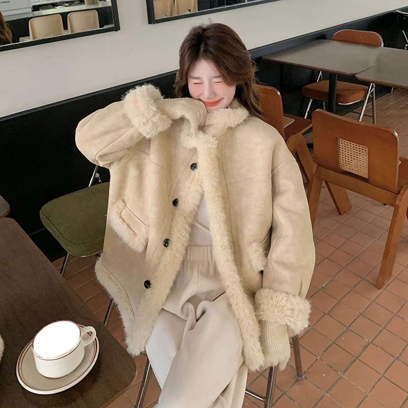 2024冬款上新韩版ins潮中长款百搭加厚保暖机车服外套女