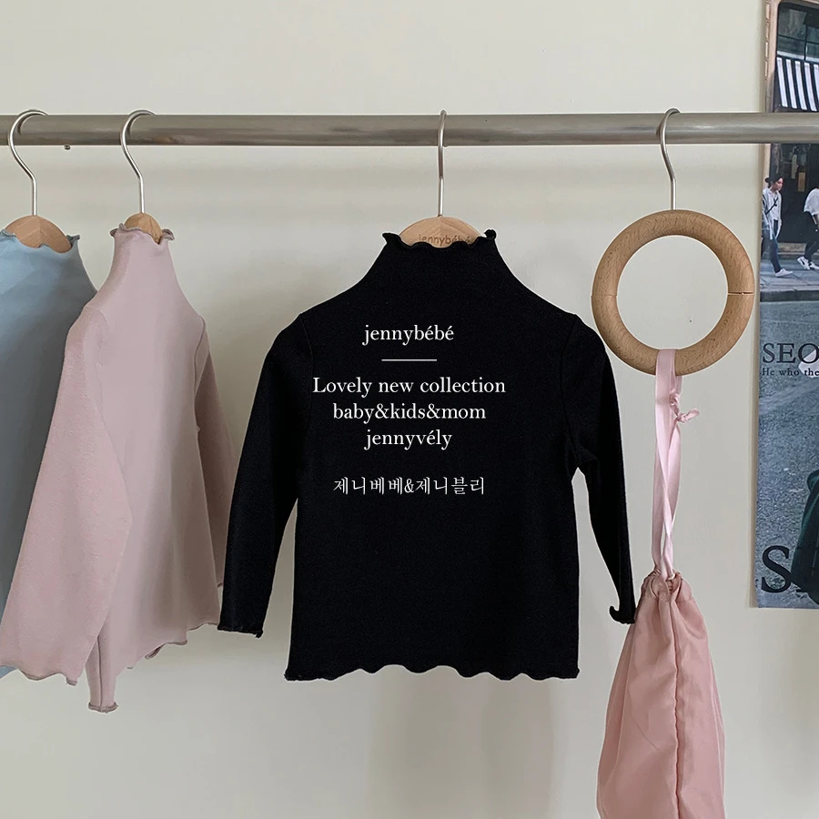 {jennybebe}秋冬韩版打底衫婴儿木耳边长袖上衣宝宝百搭T恤