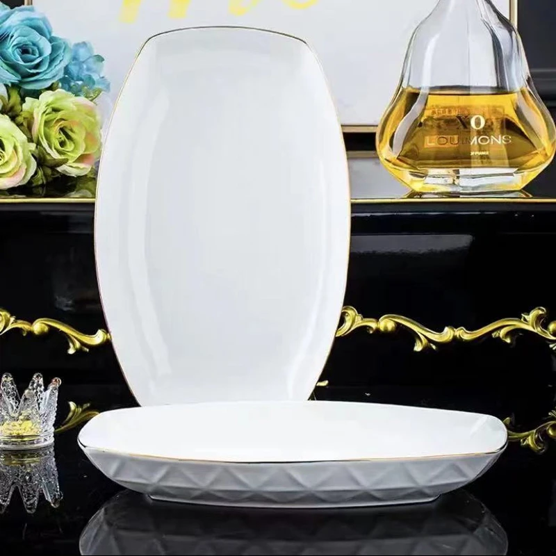 【白色钻石】12英寸方形鱼盘1个