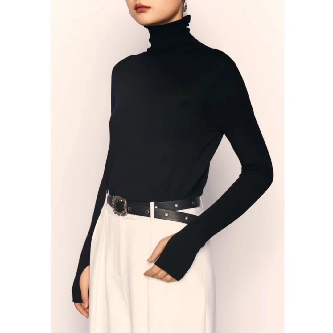 AMASS阿玛施秋冬新款时尚女士针织衫百搭经典纯色套头简约5399033