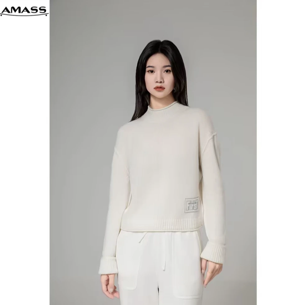 AMASS/阿玛施秋冬新款时尚保暖百搭纯色半高领山羊绒毛衣5399644